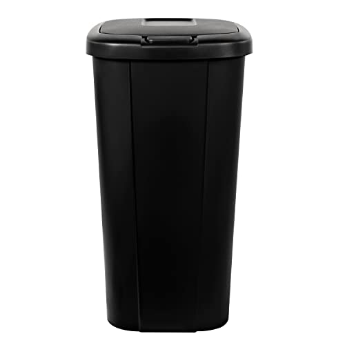 YUEHAPPY 13.3-Gallon Trash Can, Touch Lid Trash Can, Black with Decorative Texture (Black)