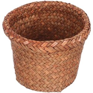 veemoon small waste basket wicker waste basket rattan trash can garbage container bin small woven flower vase plant basket laundry basket for home office 15cm rattan basket