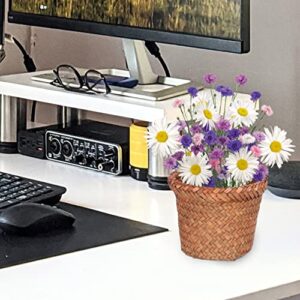 Veemoon Small Waste Basket Wicker Waste Basket Rattan Trash Can Garbage Container Bin Small Woven Flower Vase Plant Basket Laundry Basket for Home Office 15cm Rattan Basket