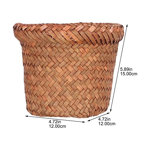 Veemoon Small Waste Basket Wicker Waste Basket Rattan Trash Can Garbage Container Bin Small Woven Flower Vase Plant Basket Laundry Basket for Home Office 15cm Rattan Basket