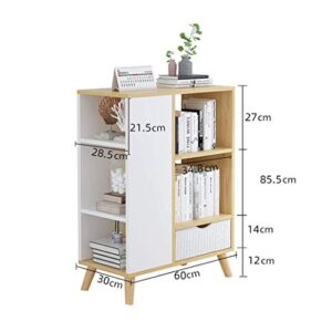 GELTDN Wood Bookcase Book Shelf Storage Display Rack Organizer Holder with Drawer, 3 Tier Shelf, Magazine Cabinet Table, for Home, Office Use