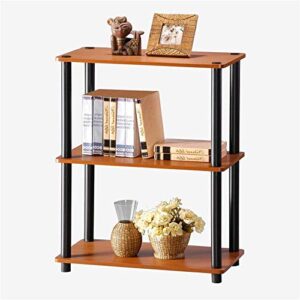geltdn 3 tier bookshelf shelf bookcase, wide home office book shelf, storage rack shelf unit, for bathroom, living room - cherry wood
