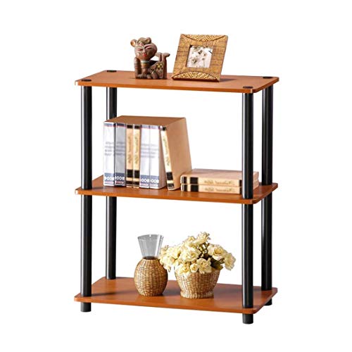 GELTDN 3 Tier Bookshelf Shelf Bookcase, Wide Home Office Book Shelf, Storage Rack Shelf Unit, for Bathroom, Living Room - Cherry Wood