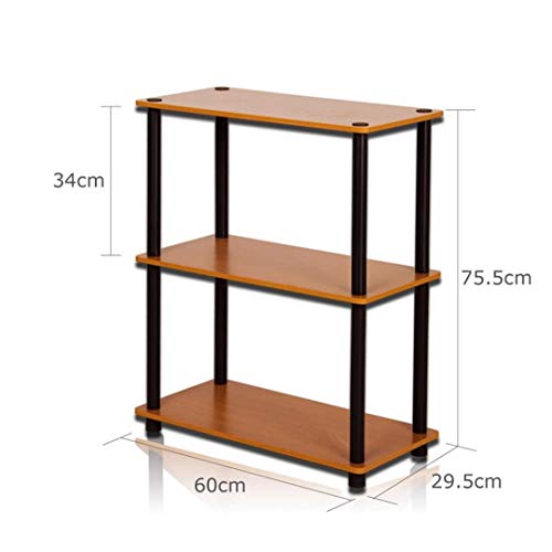 GELTDN 3 Tier Bookshelf Shelf Bookcase, Wide Home Office Book Shelf, Storage Rack Shelf Unit, for Bathroom, Living Room - Cherry Wood