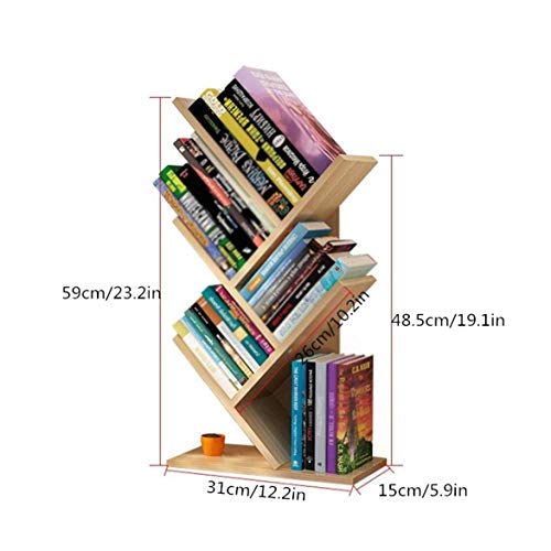 GELTDN 4-Tier Bookcase Tree Bookshelf Book Rack Display Storage Magazine Rack, for Books, Magazines, CDs and Photo, for Living Room, Home Office