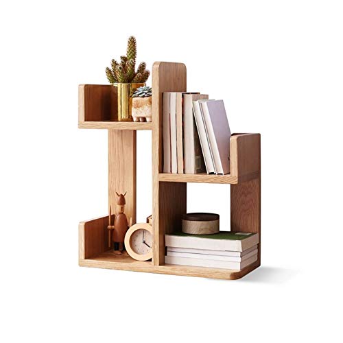 GELTDN Solid Wood Bookshelf Nordic Simple Storage Shelf Desk Bookcase，Simple Small Bookshelf with Wooden Desktop