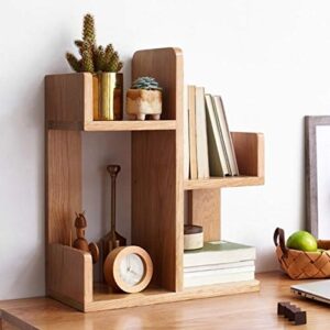 GELTDN Solid Wood Bookshelf Nordic Simple Storage Shelf Desk Bookcase，Simple Small Bookshelf with Wooden Desktop