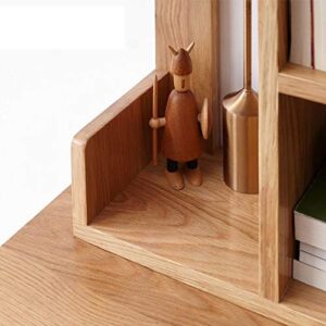GELTDN Solid Wood Bookshelf Nordic Simple Storage Shelf Desk Bookcase，Simple Small Bookshelf with Wooden Desktop