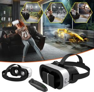 vr glasses 3d virtual reality smart digital glasses headset for 4.0-6.7", compatible with ios and android systems, for imax movies and games with remote control