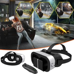 VR Glasses 3D Virtual Reality Smart Digital Glasses Headset for 4.0-6.7", Compatible with iOS and Android Systems, for IMAX Movies and Games with Remote Control