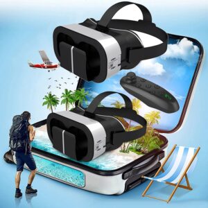 VR Glasses 3D Virtual Reality Smart Digital Glasses Headset for 4.0-6.7", Compatible with iOS and Android Systems, for IMAX Movies and Games with Remote Control