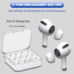 6 Pairs Airpod Pro Ear Tip Noise Cancellation, Replacement Ear Tips for Airpods Pro 2 with Case, Soft Silicone Earbuds Tips for Long Time Use, White, S/M/L (White)