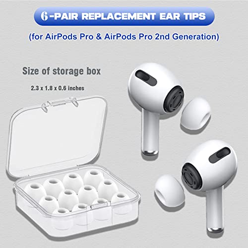 6 Pairs Airpod Pro Ear Tip Noise Cancellation, Replacement Ear Tips for Airpods Pro 2 with Case, Soft Silicone Earbuds Tips for Long Time Use, White, S/M/L (White)