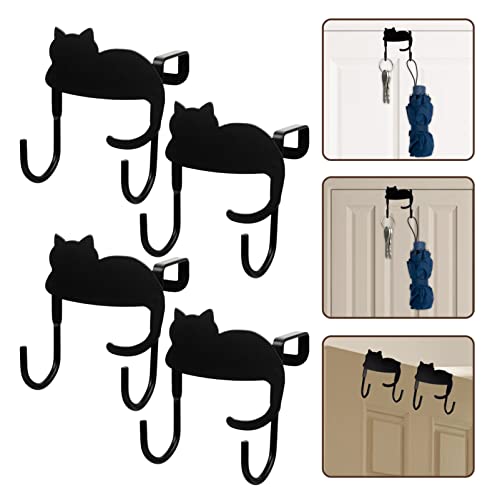 DOITOOL 4pcs Door Hook Kid Hangers Wall Mounted Key Holder Black Coat Hooks Black Cat Key Hook Shower Towel Hook Kitchen Cabinet Hook Door Mount Coat Hook Over Door Coat Rack Hanger Hooks