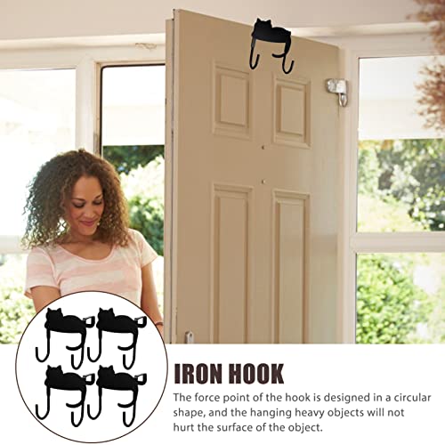 DOITOOL 4pcs Door Hook Kid Hangers Wall Mounted Key Holder Black Coat Hooks Black Cat Key Hook Shower Towel Hook Kitchen Cabinet Hook Door Mount Coat Hook Over Door Coat Rack Hanger Hooks