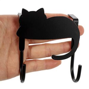 DOITOOL 4pcs Door Hook Kid Hangers Wall Mounted Key Holder Black Coat Hooks Black Cat Key Hook Shower Towel Hook Kitchen Cabinet Hook Door Mount Coat Hook Over Door Coat Rack Hanger Hooks