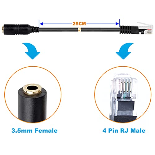 VoiceJoy Standard 3.5mm Jack Smartphone Headset Headphone Cable Converter to RJ9 Plug for Cisco Phones