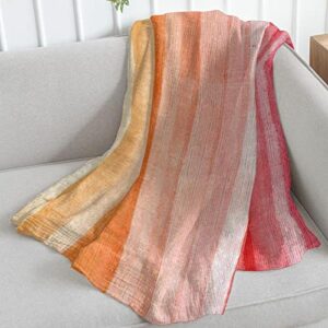 VBFOFBV Bedding Fleece Blanket, Decorative for Bedroom Sofa Floor, Orange Pink Gradient Stripes