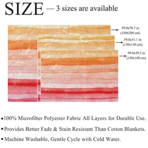 VBFOFBV Bedding Fleece Blanket, Decorative for Bedroom Sofa Floor, Orange Pink Gradient Stripes