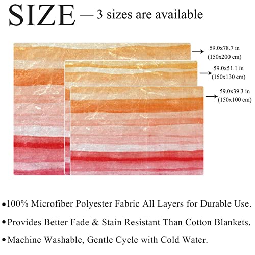 VBFOFBV Bedding Fleece Blanket, Decorative for Bedroom Sofa Floor, Orange Pink Gradient Stripes