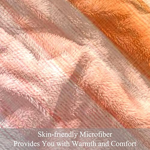 VBFOFBV Bedding Fleece Blanket, Decorative for Bedroom Sofa Floor, Orange Pink Gradient Stripes