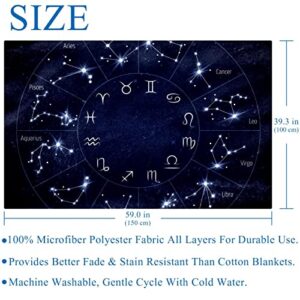 Plush Blanket Throw Blanket Warm Cozy Soft Microfiber Blankets, Night Sky Constellation