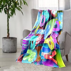 Plush Blanket Throw Blanket Warm Cozy Soft Microfiber Blankets, Easter Eggs