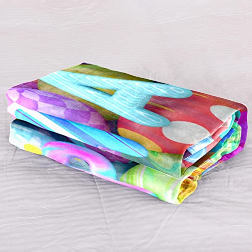 Plush Blanket Throw Blanket Warm Cozy Soft Microfiber Blankets, Easter Eggs
