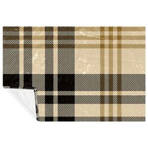 plush blanket throw blanket warm cozy soft microfiber blankets, khaki vintage lattice plaid grid