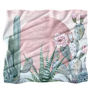 vbfofbv bedding fleece blanket, decorative for bedroom sofa floor, pink retro flower cactus