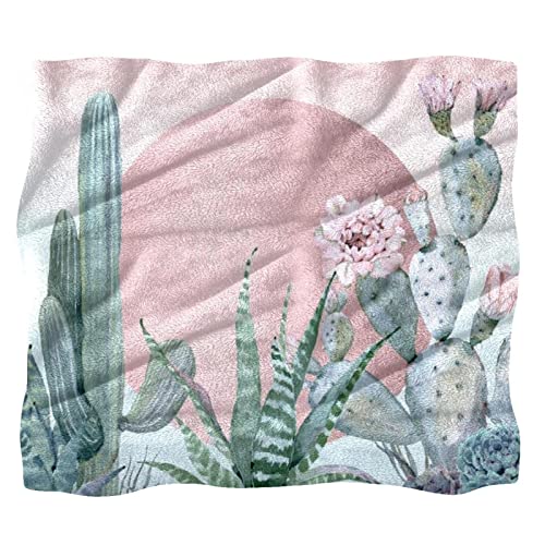 VBFOFBV Bedding Fleece Blanket, Decorative for Bedroom Sofa Floor, Pink Retro Flower Cactus
