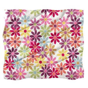 plush blanket throw blanket warm cozy soft microfiber blankets, colorful floral daisy modern