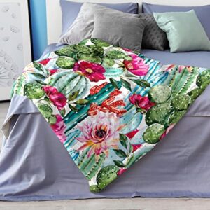 VBFOFBV Bedding Fleece Blanket, Decorative for Bedroom Sofa Floor, Mexican Style Cactus Flower