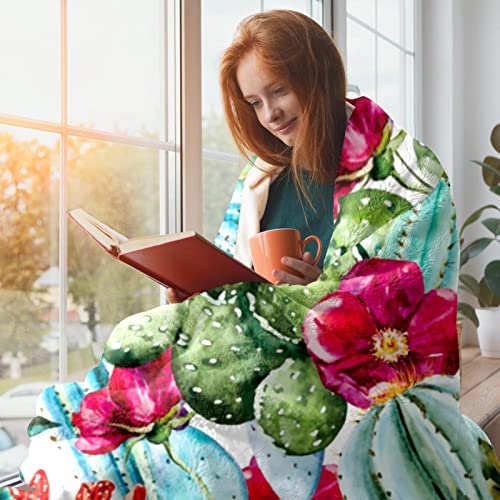 VBFOFBV Bedding Fleece Blanket, Decorative for Bedroom Sofa Floor, Mexican Style Cactus Flower