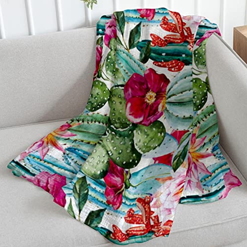 VBFOFBV Bedding Fleece Blanket, Decorative for Bedroom Sofa Floor, Mexican Style Cactus Flower