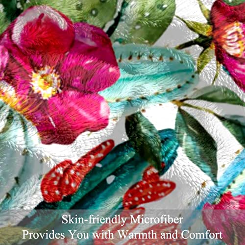 VBFOFBV Bedding Fleece Blanket, Decorative for Bedroom Sofa Floor, Mexican Style Cactus Flower