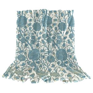 plush blanket throw blanket warm cozy soft microfiber blankets, vintage blue green flower plant