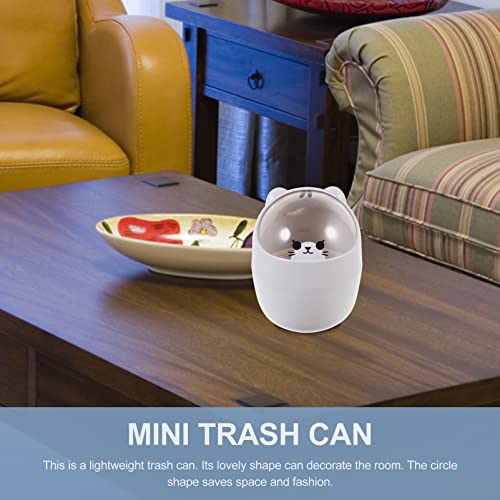 Veemoon Kitchen Trash Bin Table Trash Can Mini Wastebasket Cartoon Bear Design Compost Bin Easy Clean Countertop Plastic Garbage Can for Bathroom Vanity Countertop Grey Recycling Bins Trash Bin