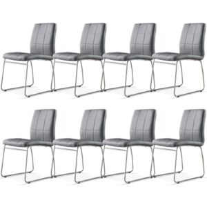 dining chairs - set of 8 pieces,dinner chairs metal legs comfortable dining room chairs, comfy dinning chair, faux leather white chairs for dining room modern meeting chairs with padded back and seat
