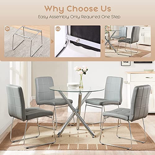 Dining Chairs - Set of 8 Pieces,Dinner Chairs Metal Legs Comfortable Dining Room Chairs, Comfy Dinning Chair, Faux Leather White Chairs for Dining Room Modern Meeting Chairs with Padded Back and Seat