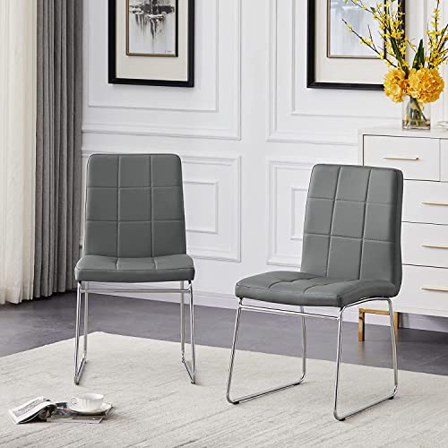 Dining Chairs - Set of 8 Pieces,Dinner Chairs Metal Legs Comfortable Dining Room Chairs, Comfy Dinning Chair, Faux Leather White Chairs for Dining Room Modern Meeting Chairs with Padded Back and Seat