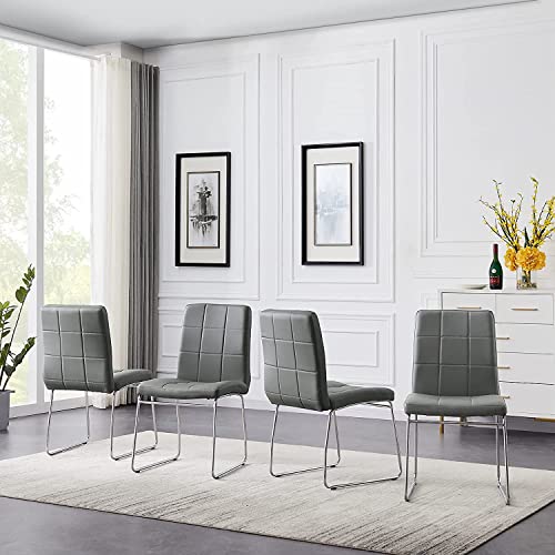 Dining Chairs - Set of 8 Pieces,Dinner Chairs Metal Legs Comfortable Dining Room Chairs, Comfy Dinning Chair, Faux Leather White Chairs for Dining Room Modern Meeting Chairs with Padded Back and Seat