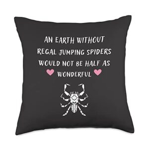 regal jumping spider merch an earth without regal jumping spiders throw pillow, 18x18, multicolor