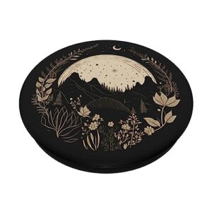 Boho Chic Floral Forest Nature Mountain Moon Hiking Camping PopSockets Standard PopGrip