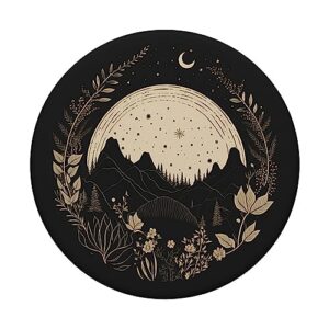 Boho Chic Floral Forest Nature Mountain Moon Hiking Camping PopSockets Standard PopGrip