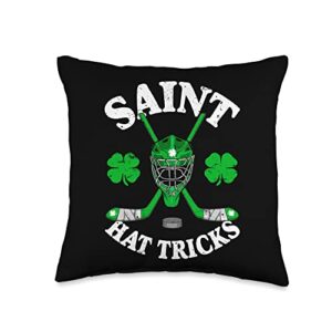 generic st patricks day saint hat tricks hockey lover shamrock irish throw pillow, 16x16, multicolor