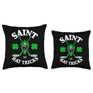 Generic St Patricks Day Saint Hat Tricks Hockey Lover Shamrock Irish Throw Pillow, 16x16, Multicolor