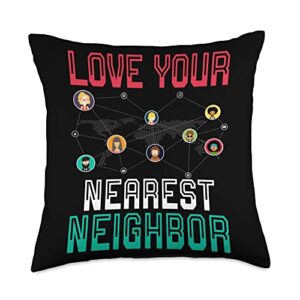 artificial intelligence ai robotics stemi apparel love your nearest neighbor artificial intelligence robotics throw pillow, 18x18, multicolor