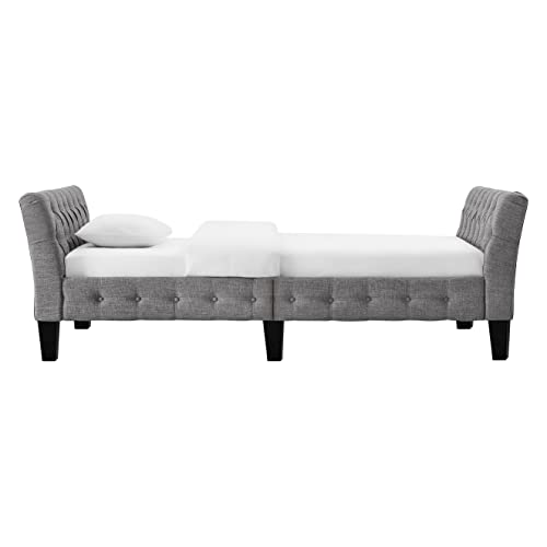 Rosevera Roche Upholstered D11 Button Tufted Fine Polyester Easy aseemble with Wooden Legs Twin Size Daybed Sleeper Couch for Living Room Bedroom, Dove Gray