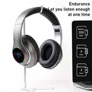 MUMICO Sport Over-Ear Bluetooth Headphones - Stereo Headset with LED, Wireless Wired Dual-Mode, Micro TF, FM for Cell Phone, PC, Folding, Light Weight for Prolonged Wear (White)